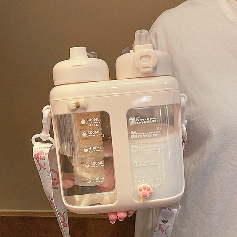Water Purification Straw - Cute Double Drink Plastic Water Bottles
