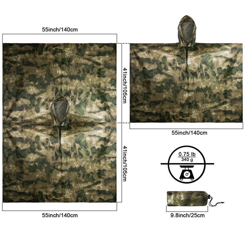 MENFLY ATFG Moss Camouflage Ta - Emergency Poncho Rain 评论和价格