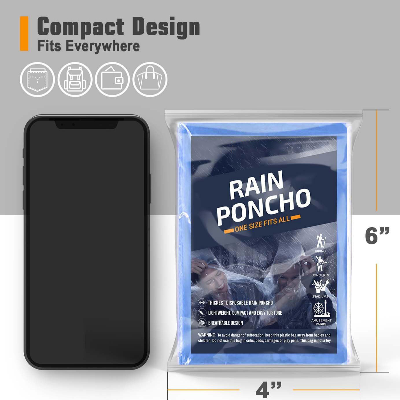 5Pcs Disposable Rain Ponchos f - Emergency Poncho Rain 评论和价格