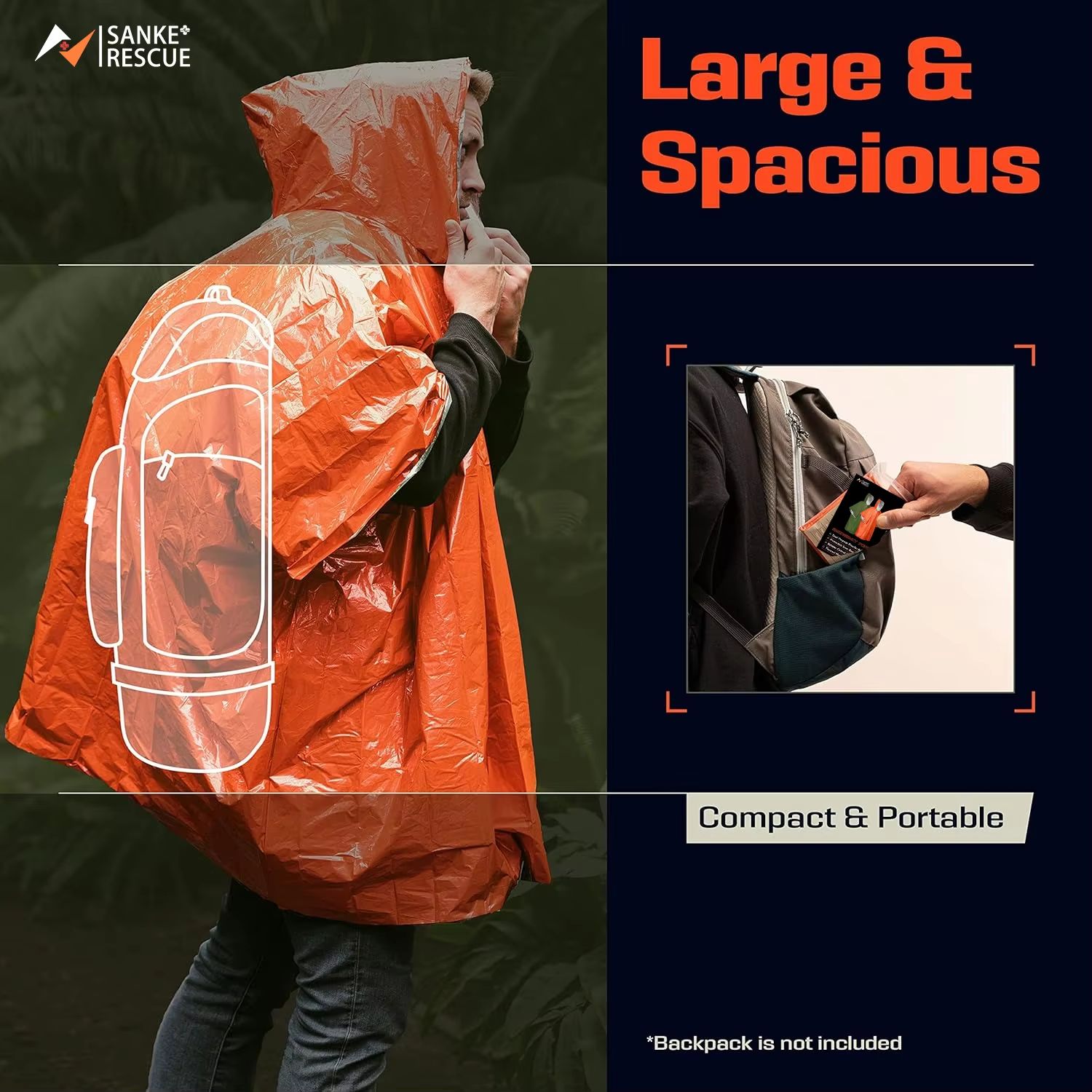 Emergency Rain Poncho Thermal  - Emergency Poncho Rain 评论和价格
